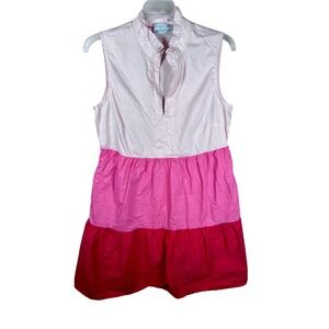 Vineyard Vines Kentucky Derby 148th Pink Colorblock Tiered Mini Dress Womens S
